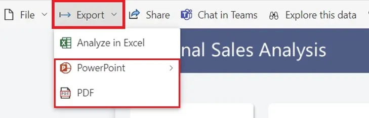 Power BI embedded: Enable export to PDF / PPTX for your users.