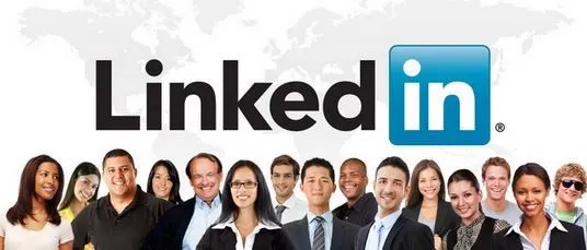 Image of a group of professionals below the LinkedIn logo