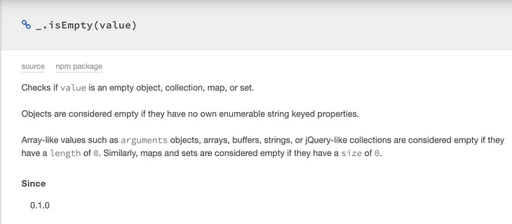 Lodash _.isEmpty(value), you might be using it the wrong way.