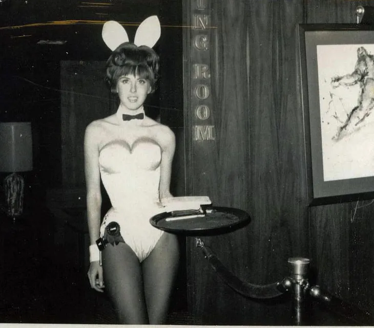 Bunny Paige, aka Carolyn V. Hamilton, in the Living Room of the Detroit Playboy Club.