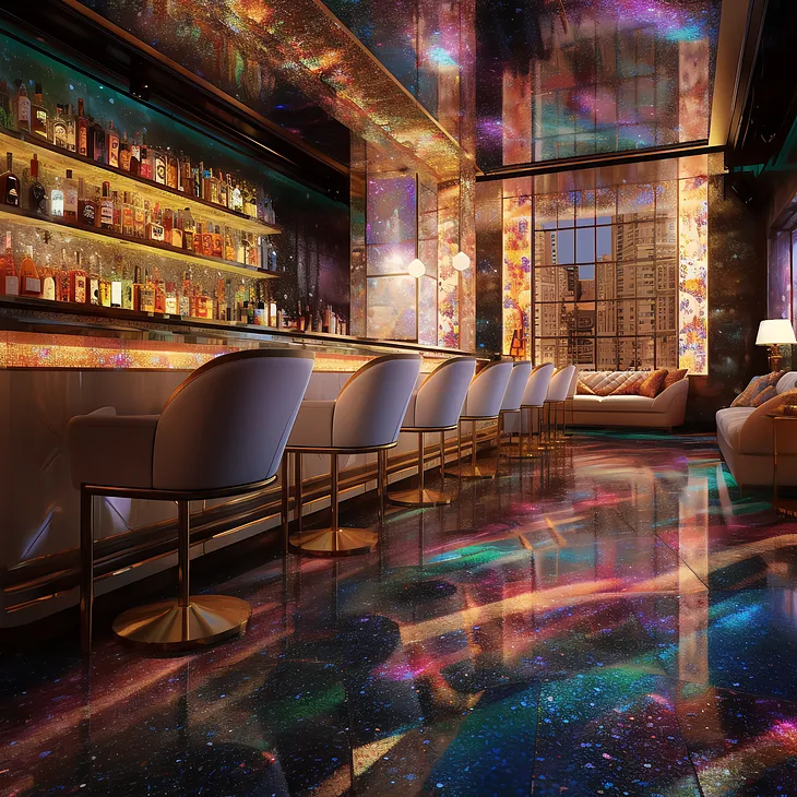 “Captivating Magic: Lounge Design Inspired by Iridescent Shades — A Mesmerizing Experience”