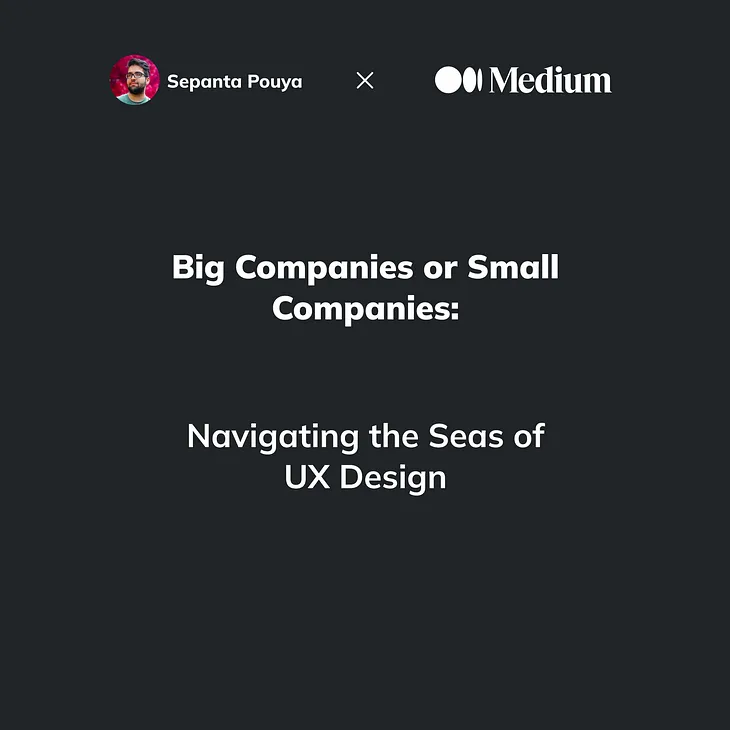 Big Companies or Small Companies: Navigating the Seas of UX Design by Sepanta Pouya