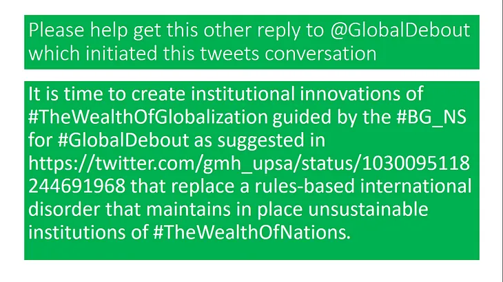 Let’s replace with institutional innovations for #GlobalDebout a rule-based disorder