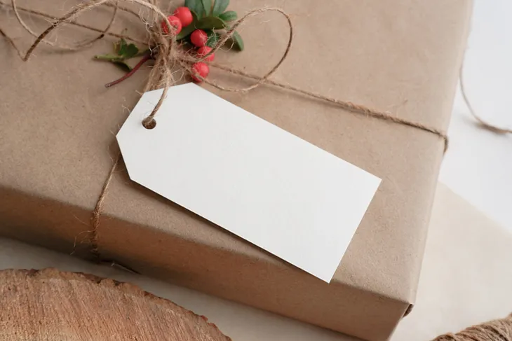 A gift wrapped in brown paper