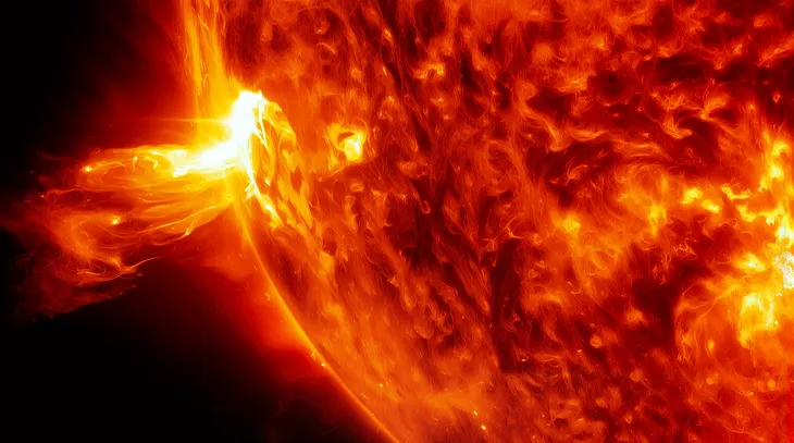 Figure 1: A coronal mass ejection (CME) on June 20, 2013. CMEs can send billions of tons of particles hurtling through space, reaching Earth in just three days. Credit: NASA