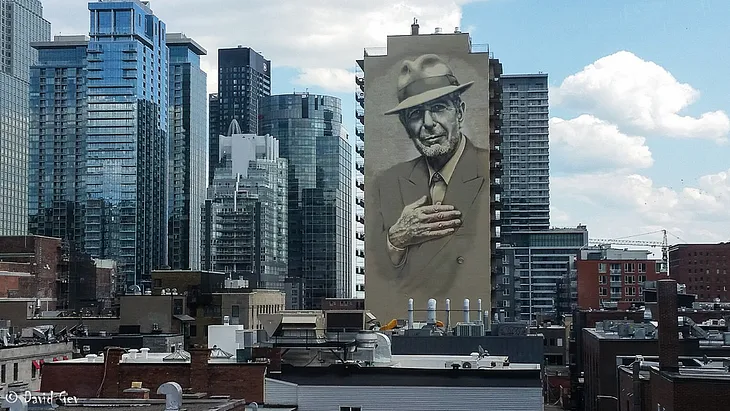 Leonard Cohen fresco downtown Montreal