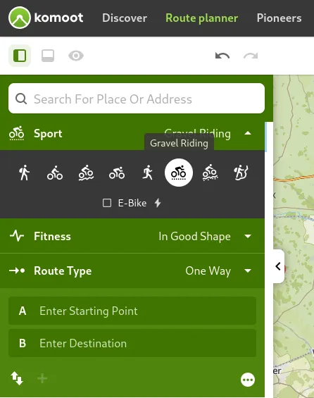 Komoot route planning