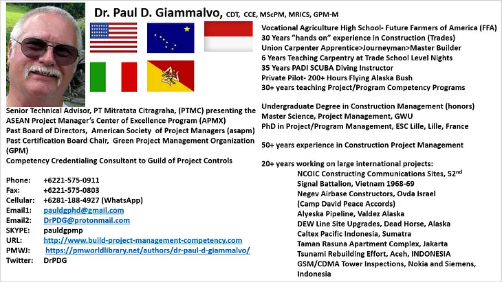 Dr. Paul D. Giammalvo, Ph.D., CDT, CCE, MScPM, MRICS, GPM-m