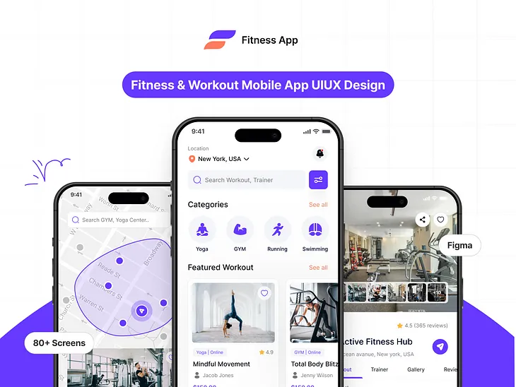 Fitness and Workout Mobile App UIUX Design | Fitness App | Yoga App | Sportsclub App