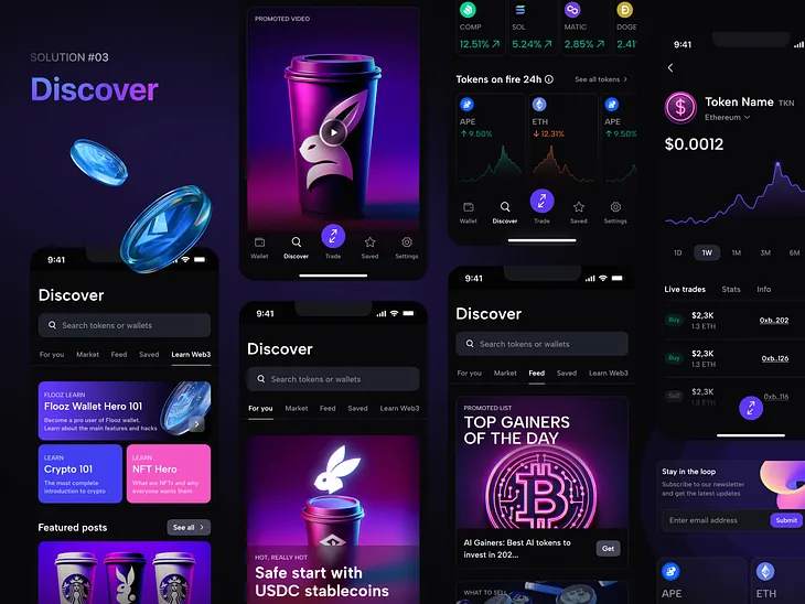 Humanizing Crypto, Web3 & NFTs: A Designer’s Perspective by Kristina Volchek kristi.digital | Mobile Crypto Wallet App | Dark Theme UI UX Product Design iOS