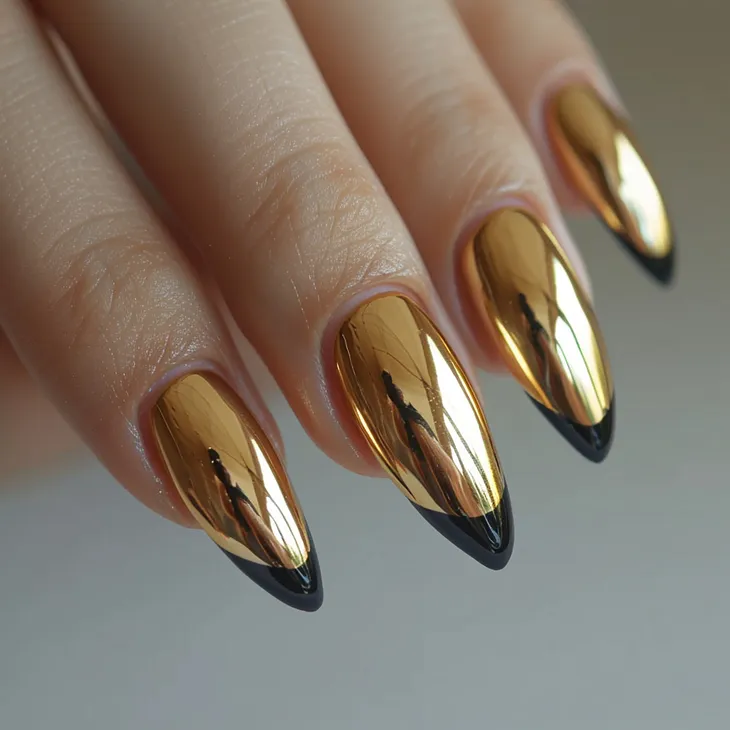 Gold French Tip Nails