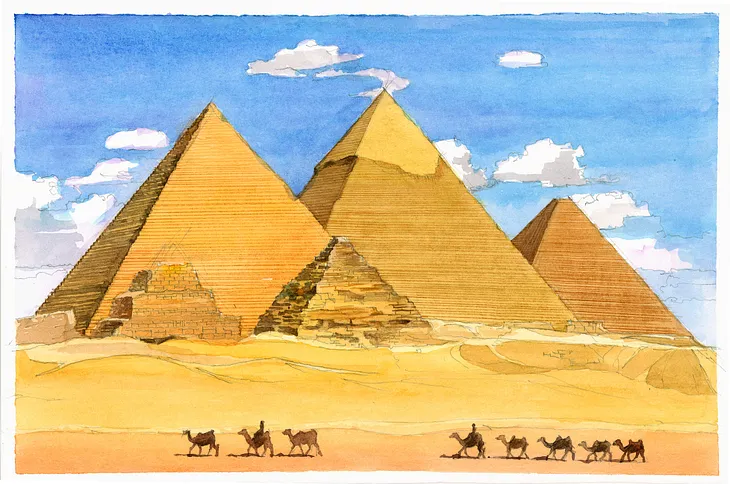 Monuments in Watercolor Ep # 02 Pyramid Complex At Giza