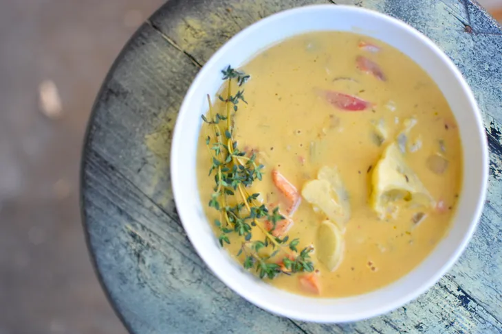 “Buttery” Cauliflower & Thyme Soup (it’s vegan!)