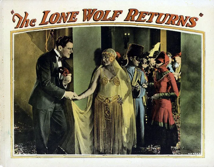 Lobby card for the American mystery film “The Lone Wolf Returns”, 1926