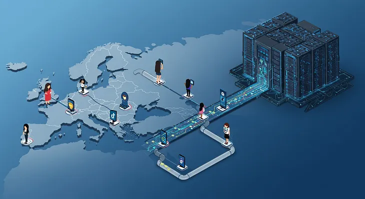 IMAGE: An illustration showing smartphone users using Chinese apps and with their personal data flowing to China