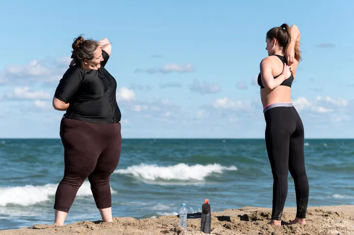 A before-and-after photo of someone who has successfully lost weight, showcasing the transformation