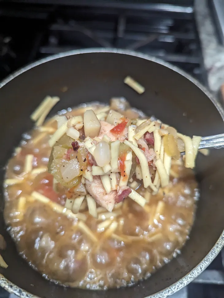 Halal Chicken and Beef Bacon Soup