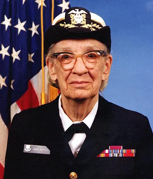 Headshot of Grace Hopper in her military uniform
