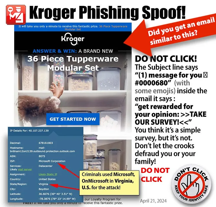 Alert : This email scam tempts you with Tupperware from Kroger!