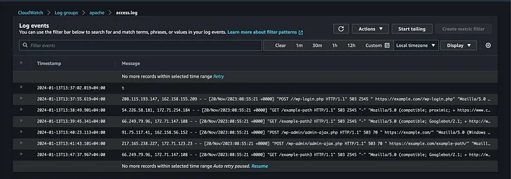 Utilizing CloudWatch Insights to analyze Apache access logs