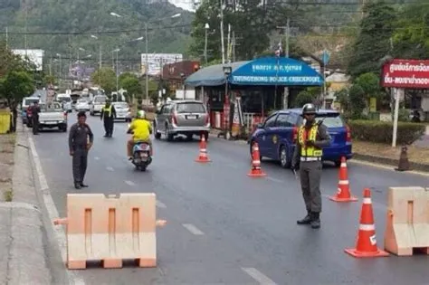 A police checkpoint in Thailand.