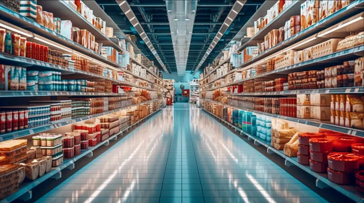 Picture of a grocery aisle full with options.