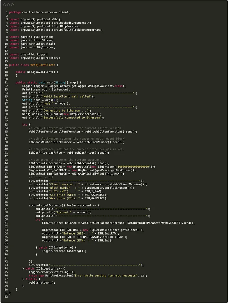 How to connect to the Ethereum network with a client written in Java