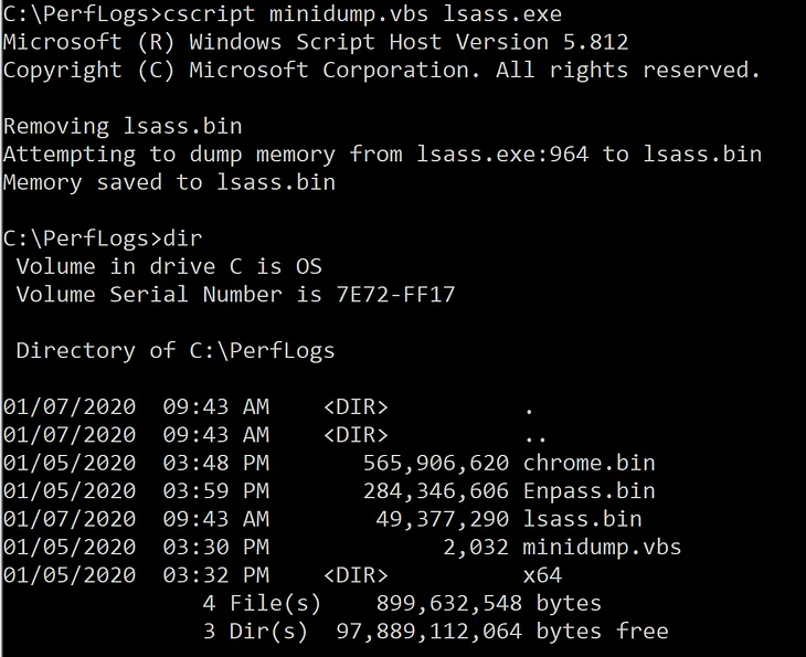 Windows Memory Dump Cheat-sheet