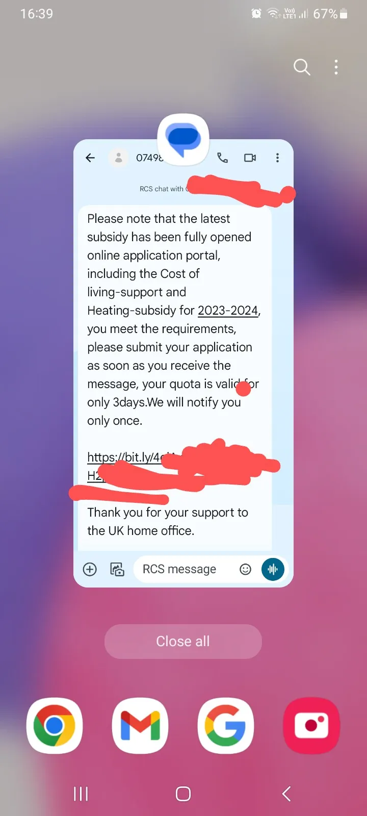 A NEW SCAM — UK CITIZENS BEWARE