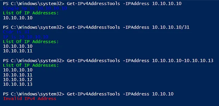 A PowerShell Script for IPv4 Address Conversion and Range Operations