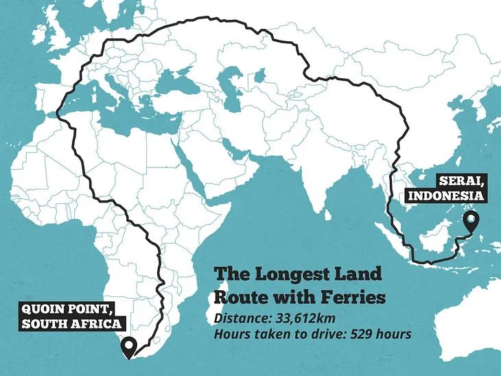 Mapped: The Longest Road Trips