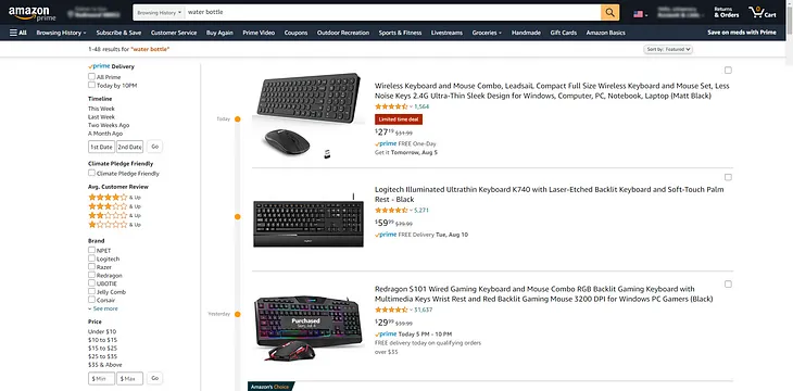 Reworking Amazon’s Browsing History with two UX Principles