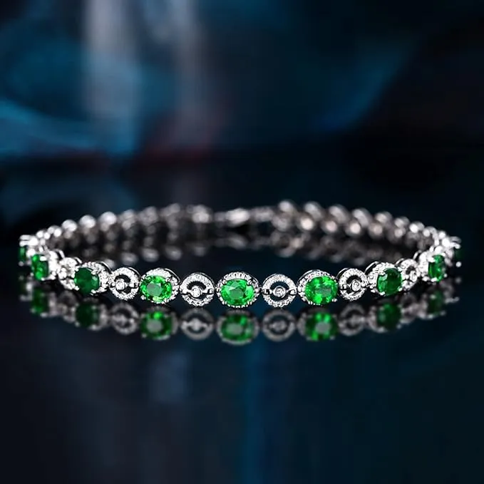 AmDxD Women’s Bracelet in 750 White Gold 18 Carat with Emerald 1.4