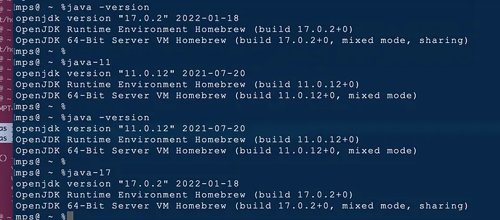 Installing many JDK on macOS using Homebrew ad openjdk