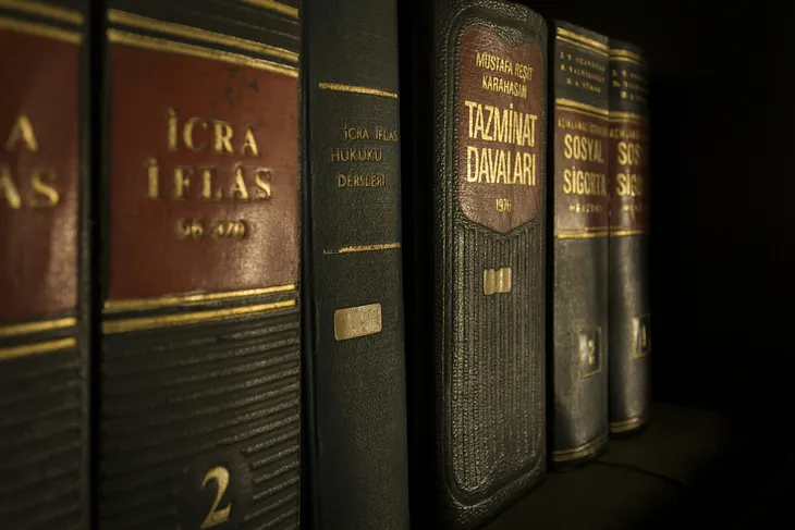 A row of antique legal books
