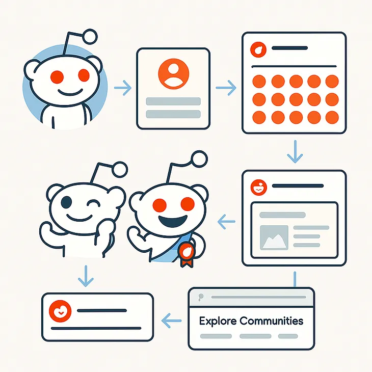 Reddit’s onboarding flow with happy users