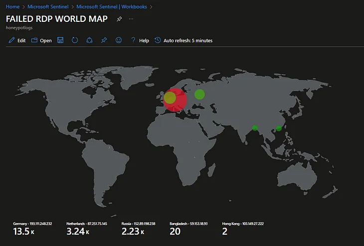 Failed RDP logs to IP geolocation information using Azure Sentinel