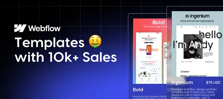 Premium webflow templates with 10k+ sales — article header image