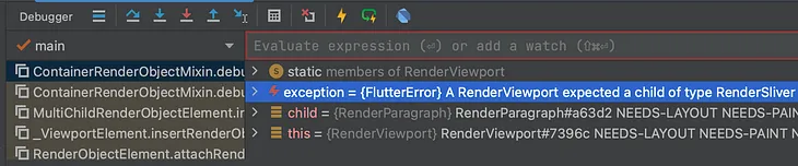 A RenderViewport expected a child of type RenderSliver but received a child of type RenderParagraph