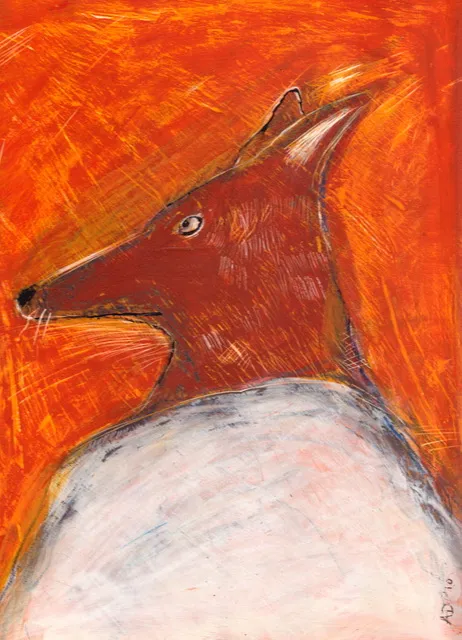 Painting of the head of a fox by Anna Dibble