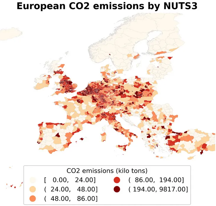 CO2 emissions in Europe — Mapping longitude and latitude to NUTS3