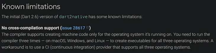Cross-compiling Dart apps
