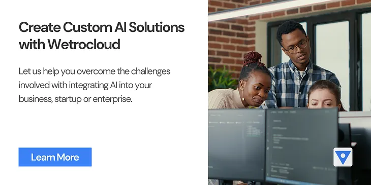 Banner showcasing Wetrocloud’s AI solutions, highlighting its intuitive platform for creating and managing API keys, enabling businesses to easily integrate AI-driven technologies.