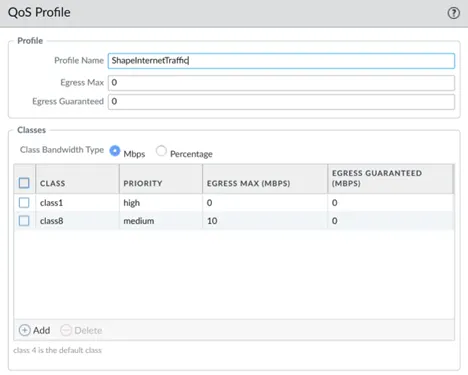 Configure traffic shaping on Palo Alto Networks Firewall