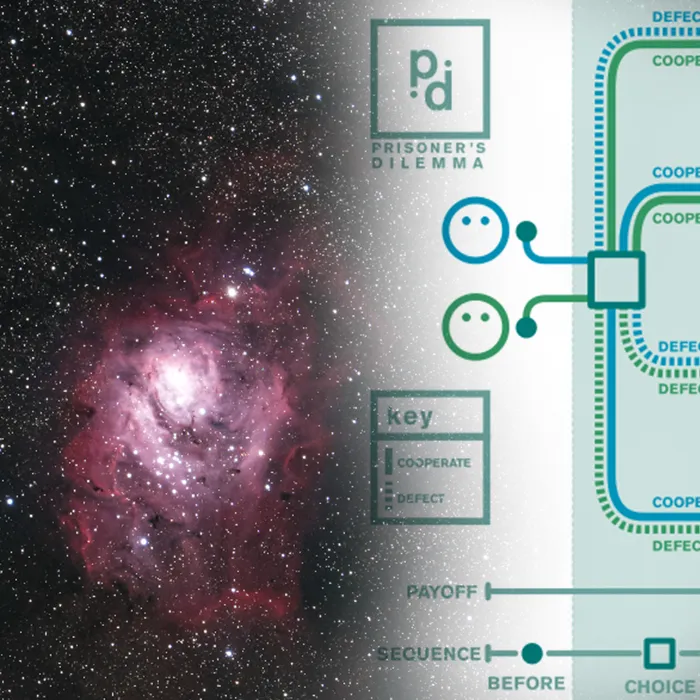 Header image of the cosmos and a Prisoner’s Dilemma flowchart. Photos courtesy of Stephen Rahn from stocknsap.io and Christopher X Jon Jensen (CXJJensen) & Greg Riestenberg from Wikimedia Creative Commons.