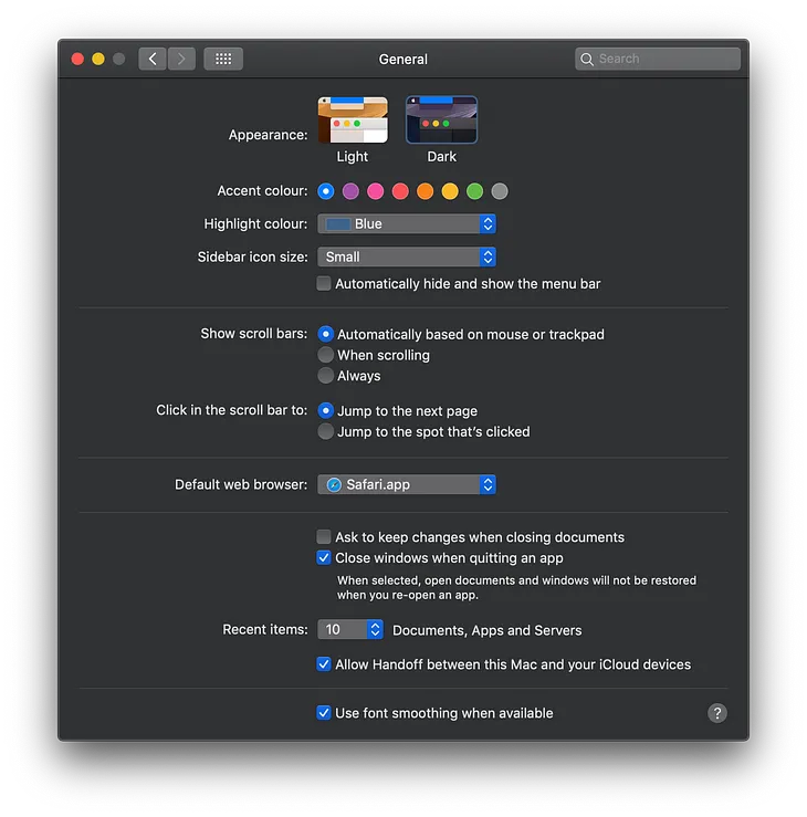 macOS keyboard shortcut to toggle Dark Mode