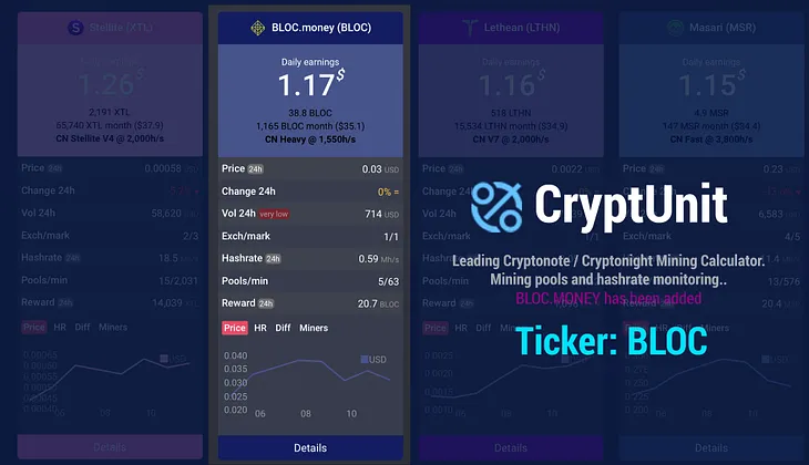 BLOC MONEY — Profitable coin to mine on CrytUnit.com