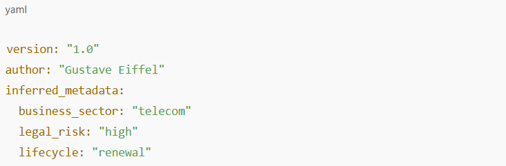 YAML metadata example