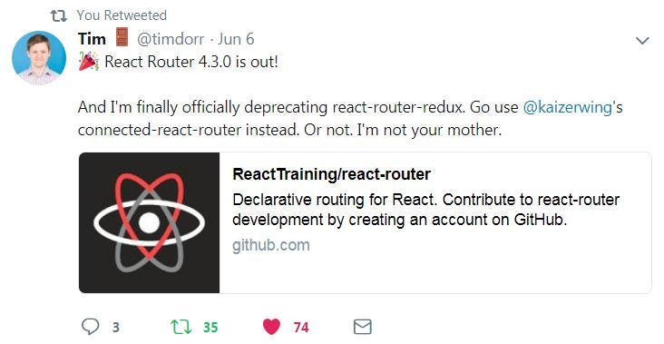 react-router-redux is deprecated. Use connected-react-router. | by Gobinda  Thakur | Medium
