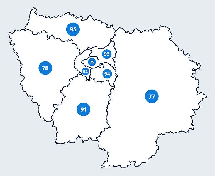Carte des département de l’Île de France